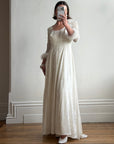 Vintage 90s Italian Velvet Long Sleeve Feather Wedding Gown