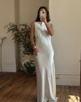 Vintage 90s Satin High Front Slip Wedding Gown