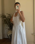 Vintage 90s Australian Made Lace Halter Satin Wedding Dress
