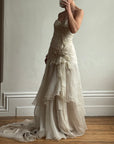 Vintage 90s Pure Silk Couture Origami Wedding Dress