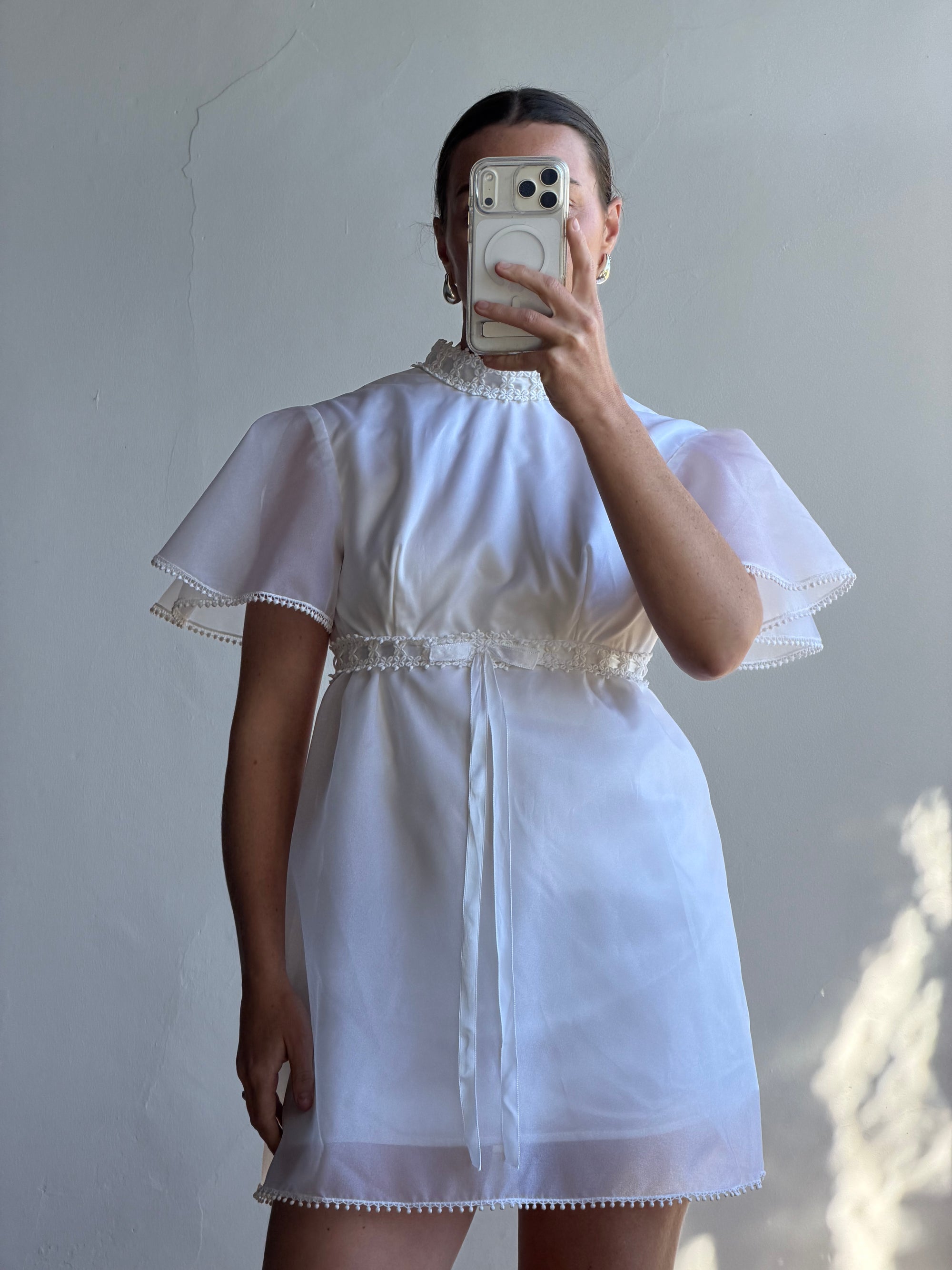 Vintage 60s Babydoll Micro Mod Bridal Mini