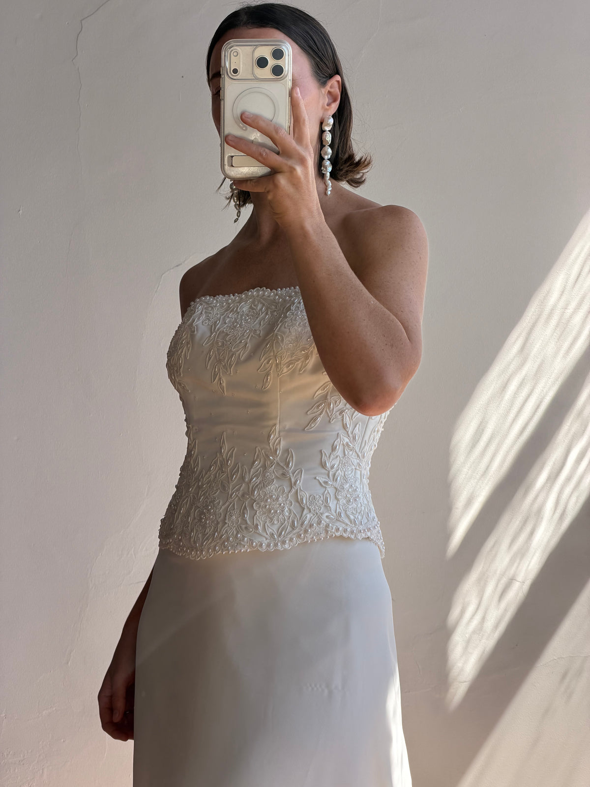 Vintage 90s Bridal Embellished Corset and Slip Skirt Set