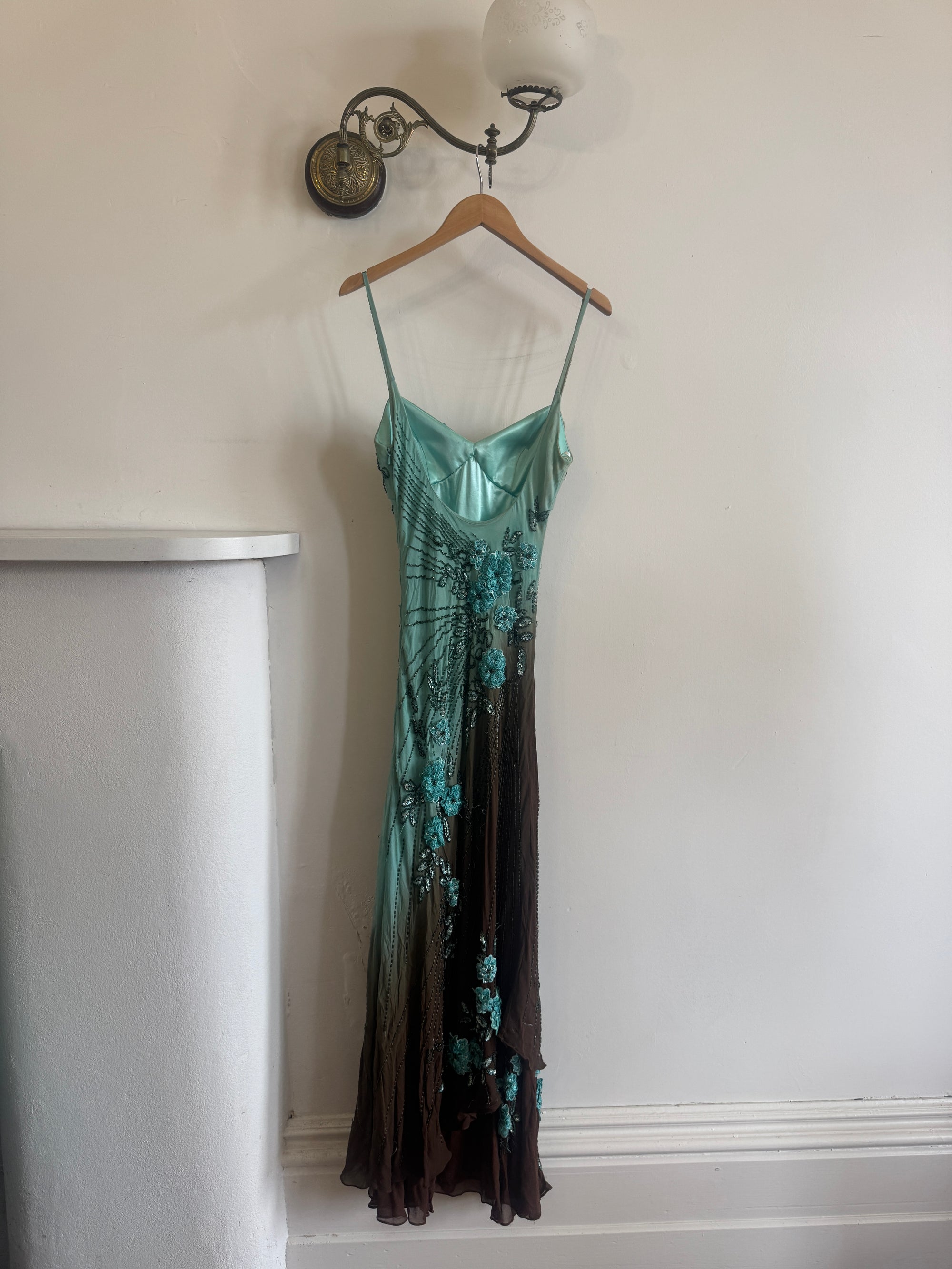 Vintage 90s Rare Ombre Embellished Mermaid Dress