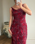 Vintage 90s Burnt Velvet Cowl Neck Dress Plum