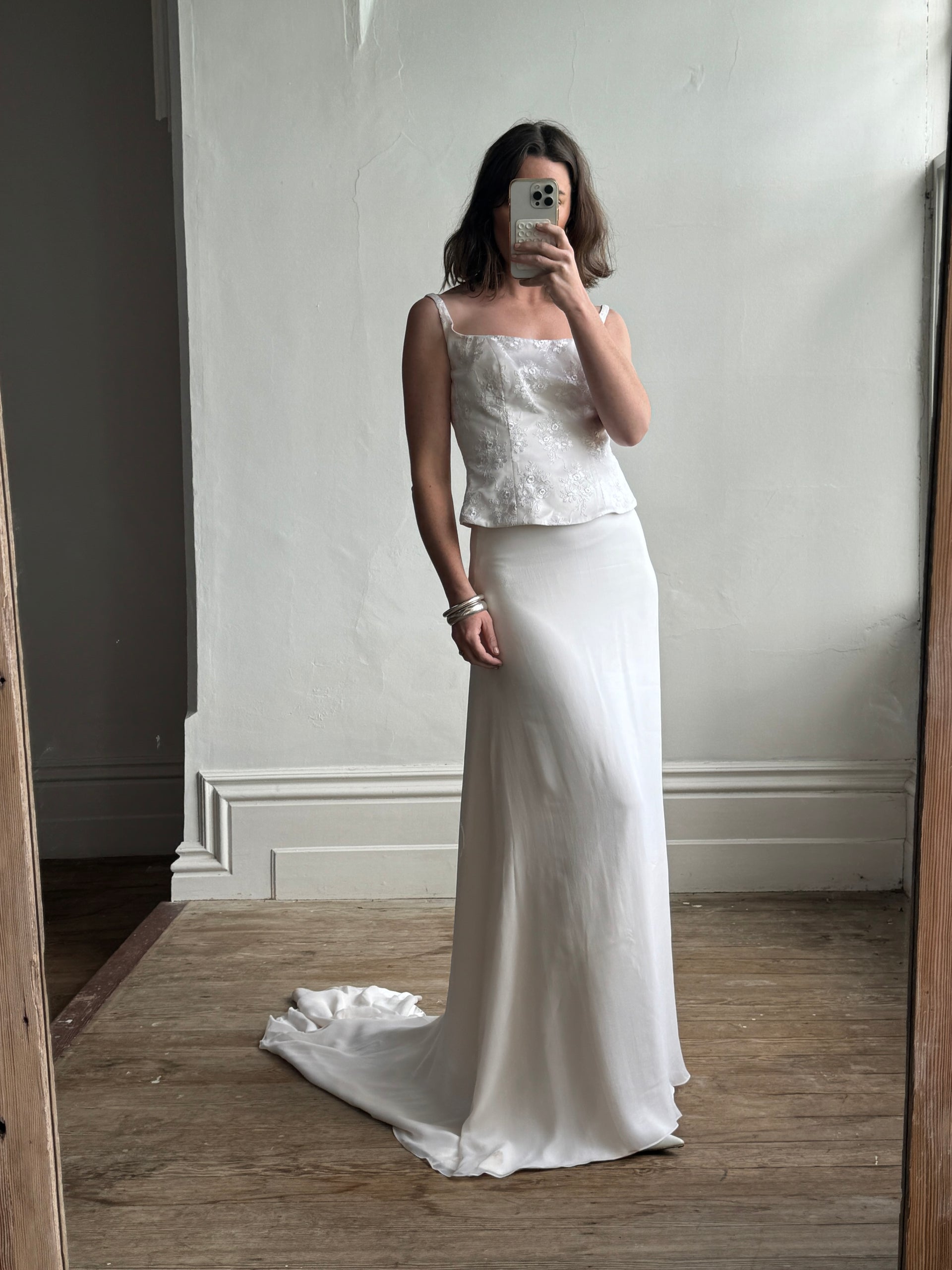 Vintage 90s Two Piece Corset and Skirt Bridal Set – Call Me The Breeze - Main Image