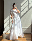 Vintage 80s Rope Embroidered Taffeta Wedding Gown