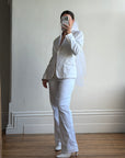 Vintage 90s Low Waist Trouser and Blazer Suit Set Ivory