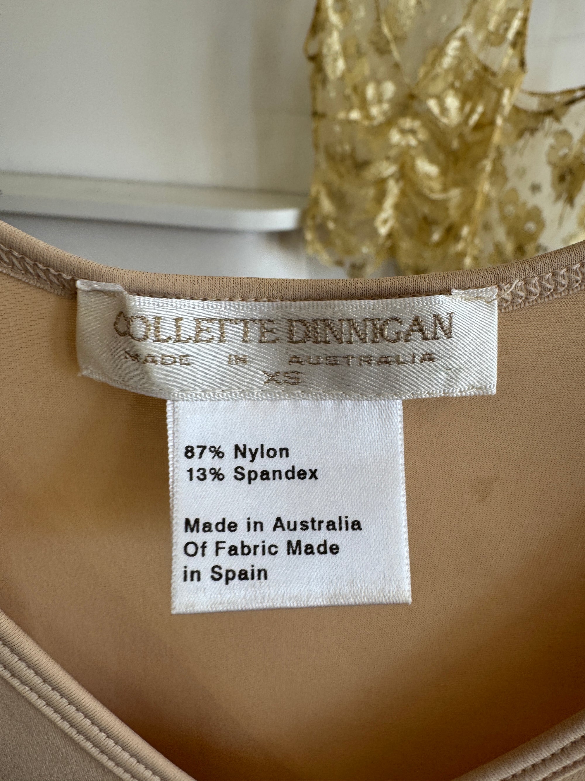 Vintage 2002 Collette Dinnigan Gold Foil Floral Two Piece Set