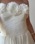 Vintage Y2K Cupcake Strapless Chiffon Wedding Gown
