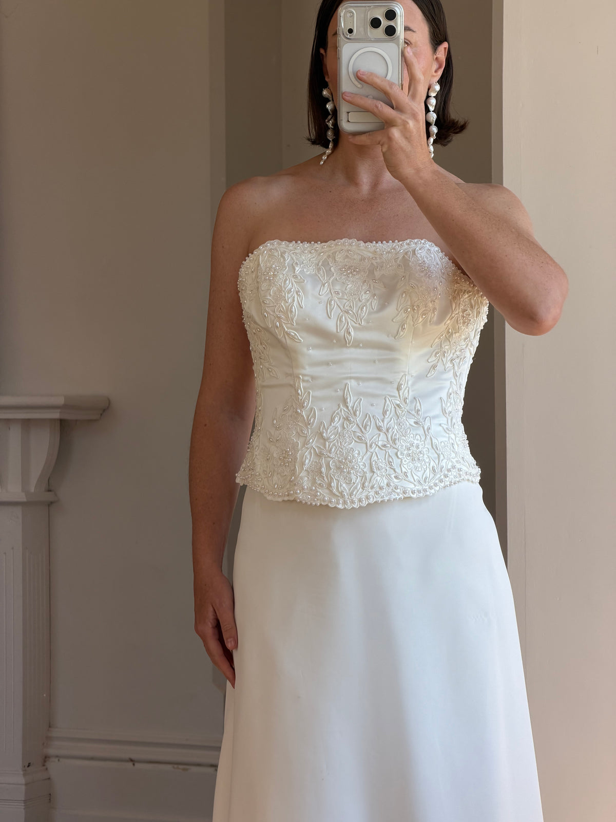 Vintage 90s Bridal Embellished Corset and Slip Skirt Set