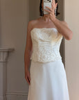 Vintage 90s Bridal Embellished Corset and Slip Skirt Set