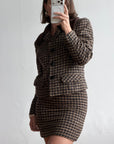 Vintage 90s Italian Chocolate Plaid Twin Faux Fur Set