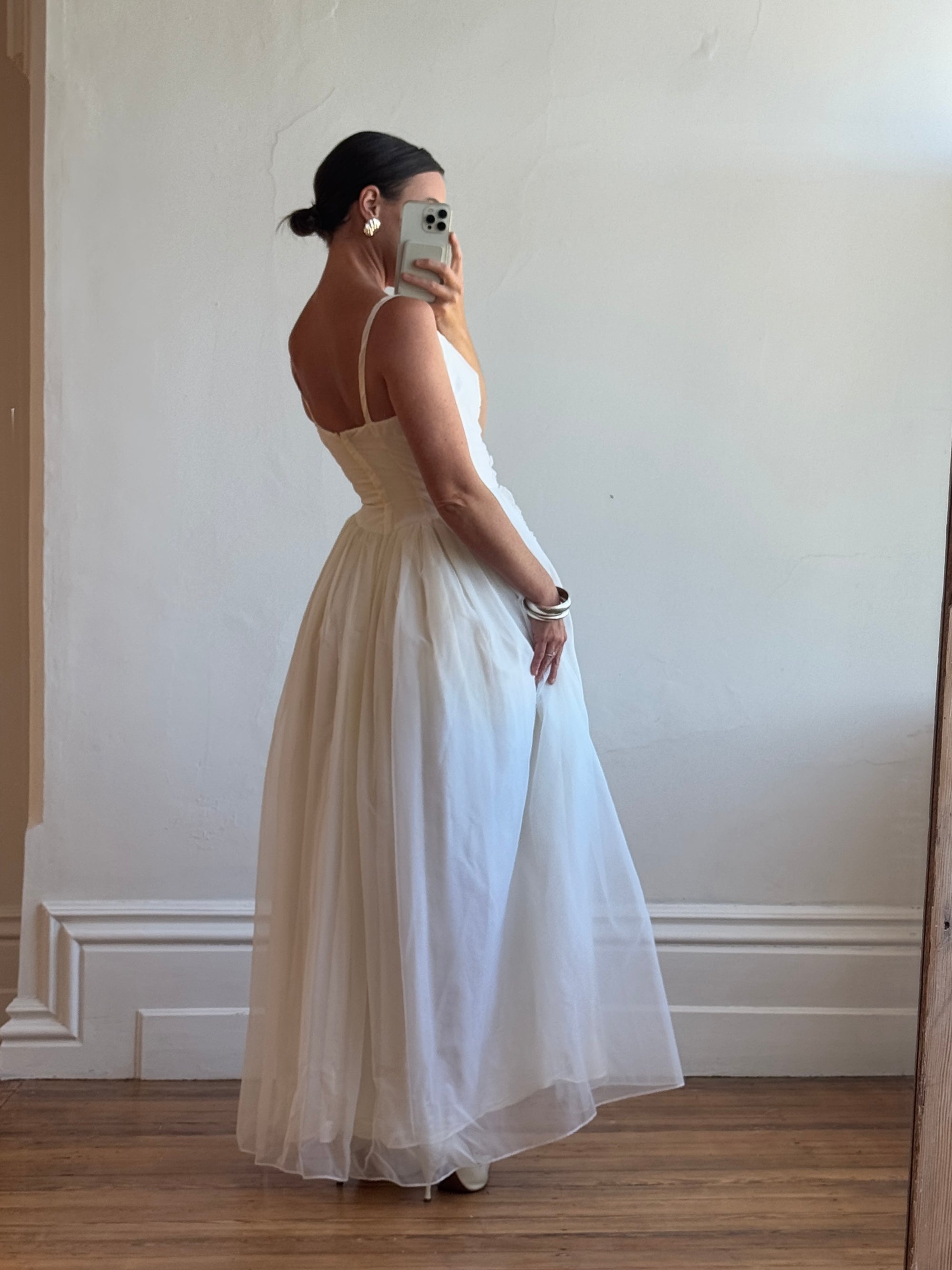 Vintage 60s Strappy Lace Wedding Dress