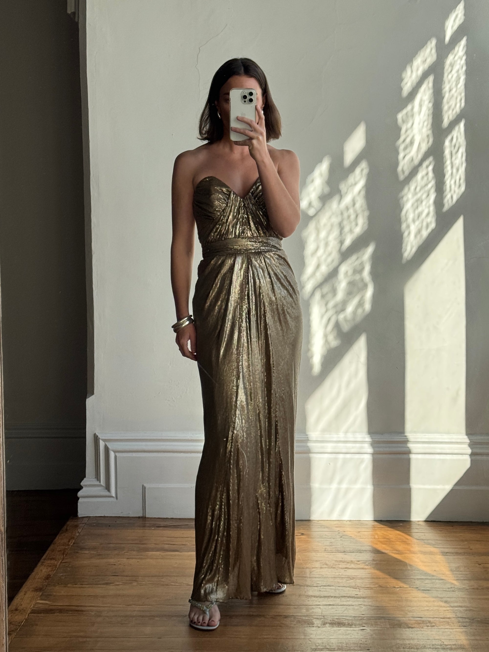 Vintage Y2K Plunging Golden Sequin Prom Dress Call Me The Breeze Vintage Y2K Plunging Golden Sequin Prom Dress Call Me The Breeze