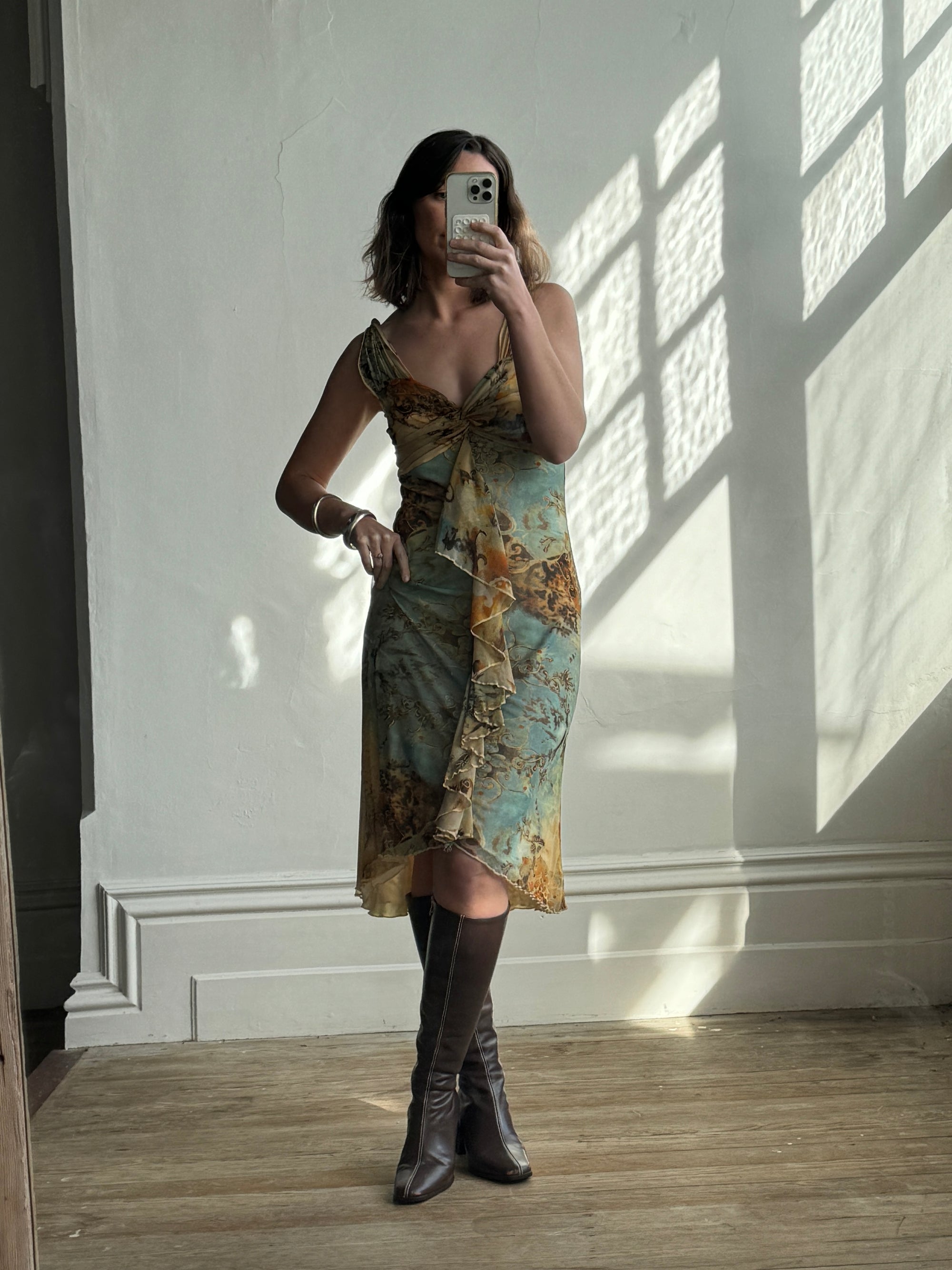 Vintage Y2K Golden Bodycon Dress