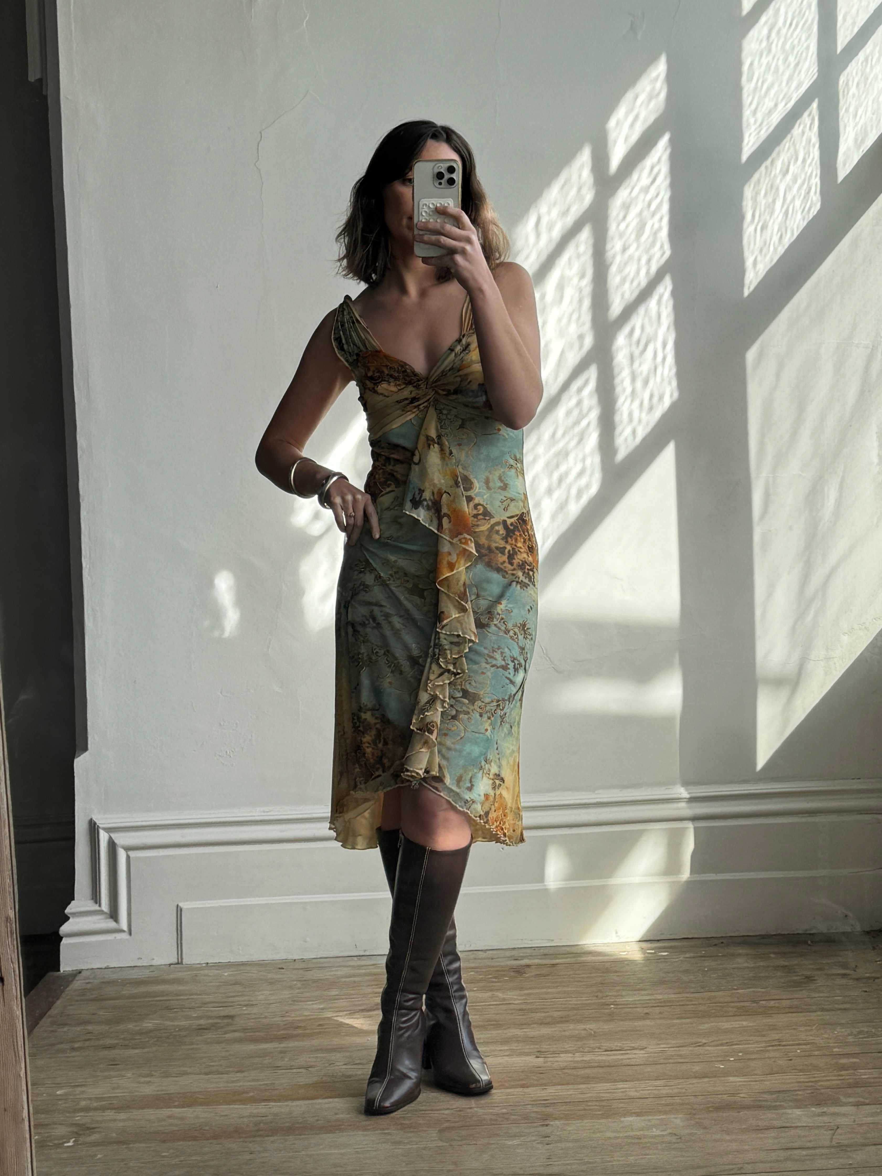 Vintage Y2K Golden Bodycon Dress