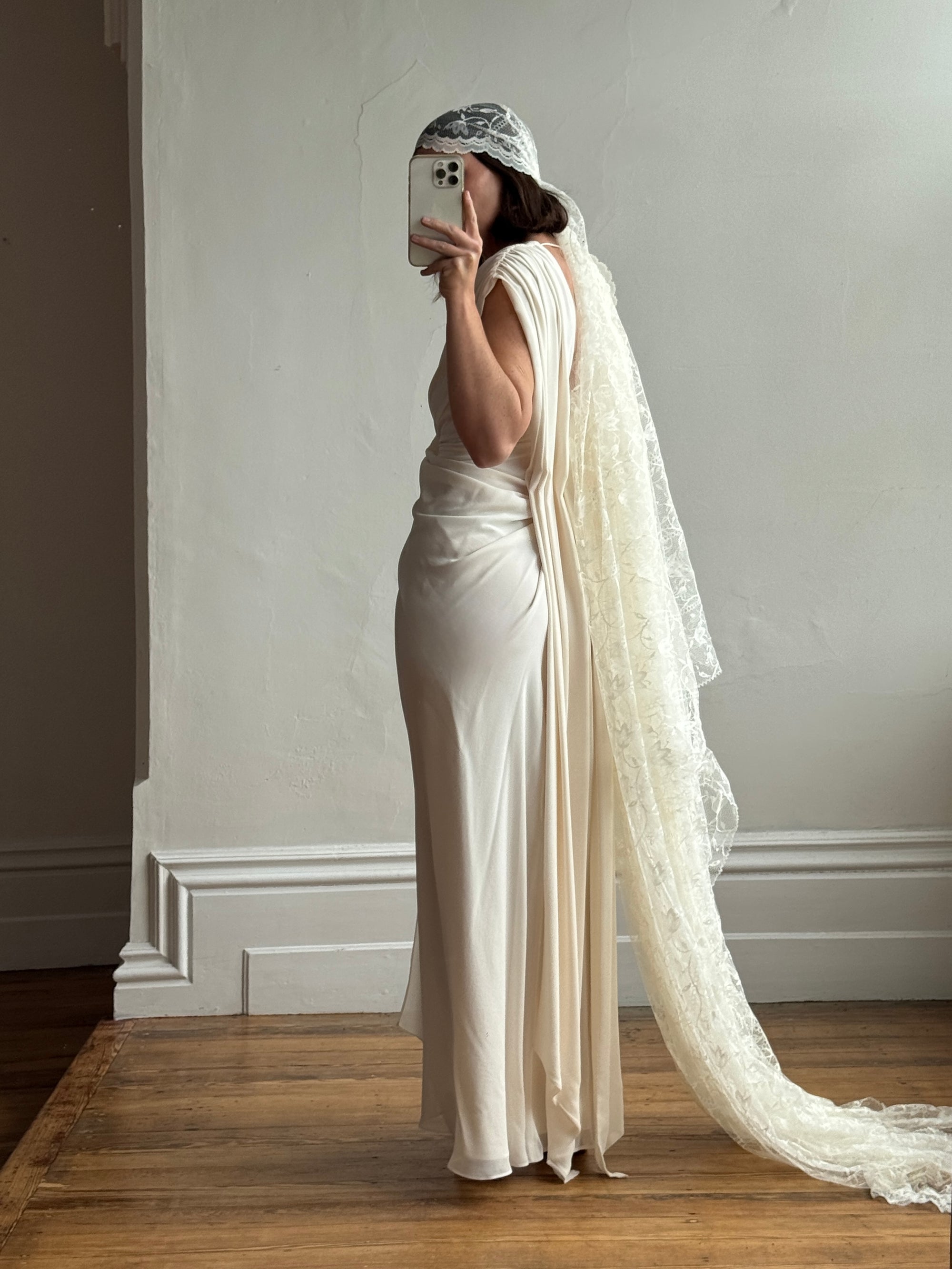 Archival Y2K Australian Made Draped Crossover Wedding Dress
