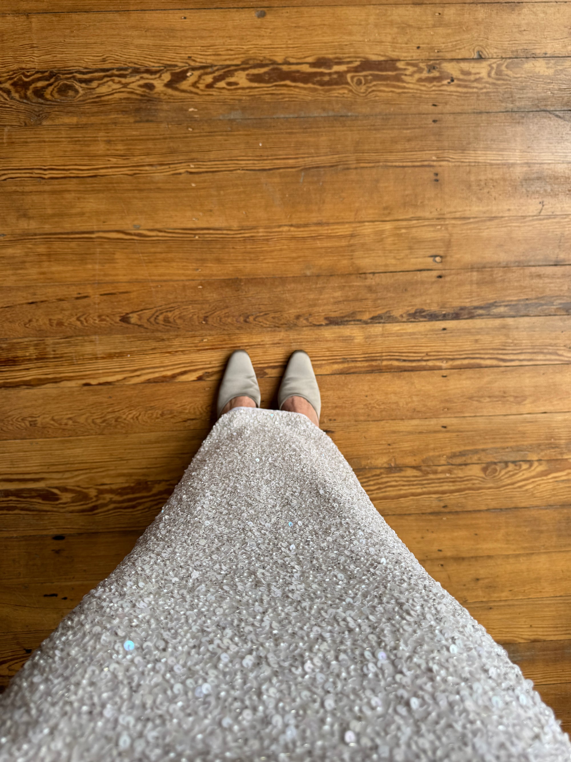 Vintage 90s Sequin Embellished Halter Bodycon Midi Dress White