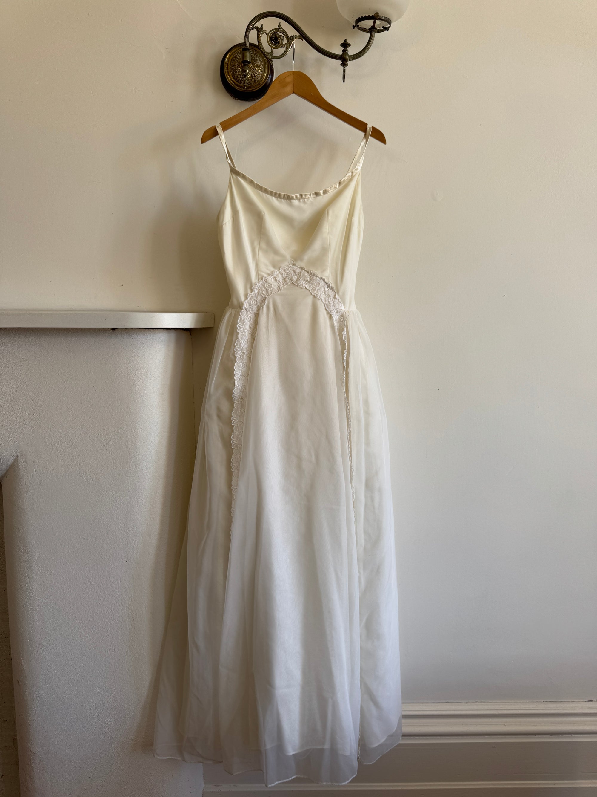 Vintage 60s Strappy Lace Wedding Dress