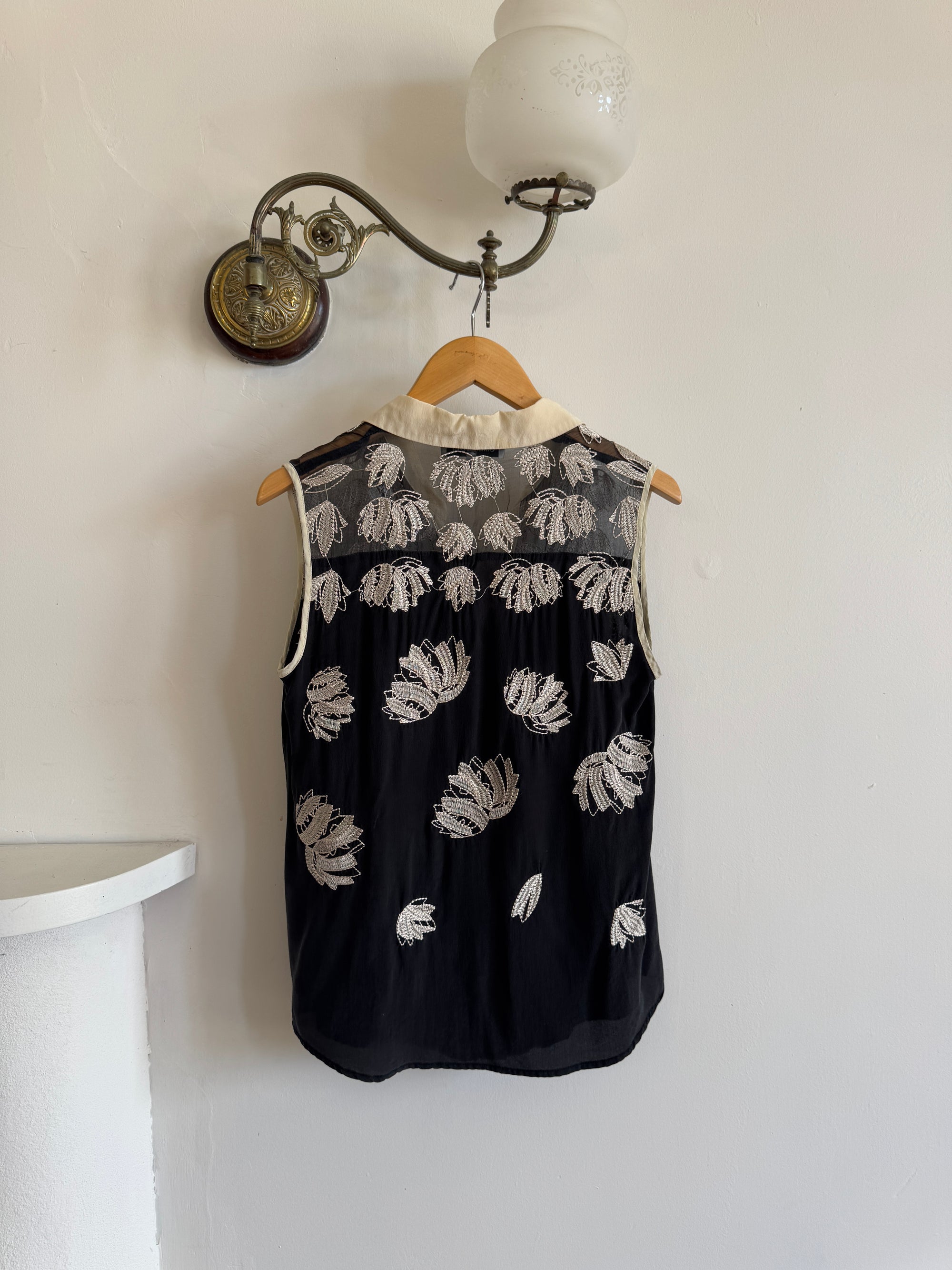Vintage Christian Dior Button Up Pure Silk Sleeveless Shirt