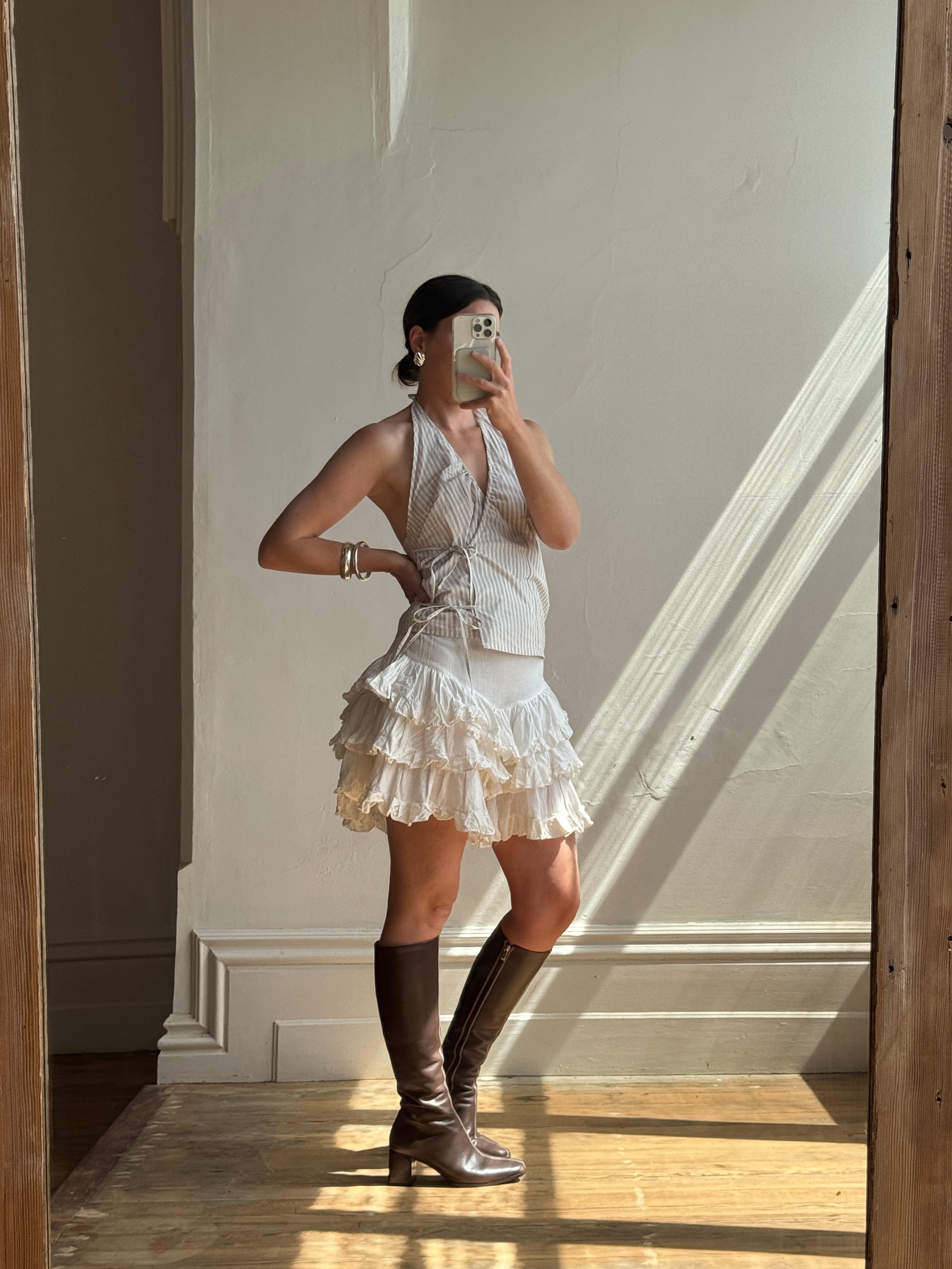 Vintage Cotton Ruffle Bloomers Ivory