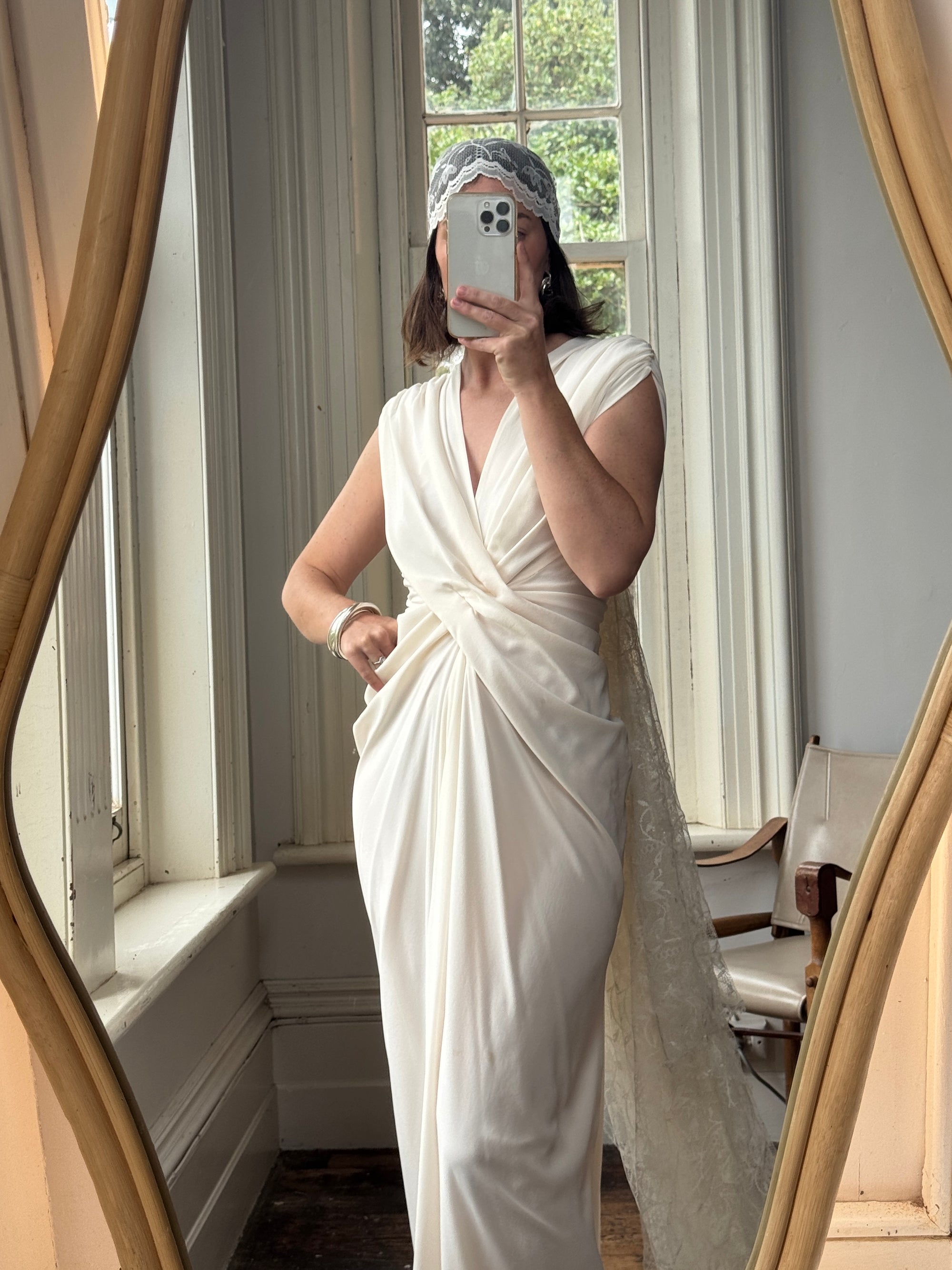 Archival Y2K Australian Made Draped Crossover Wedding Dress