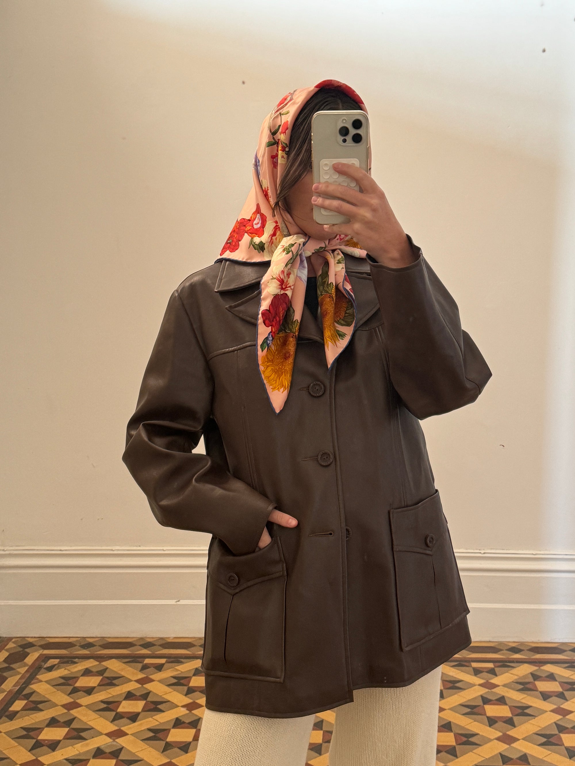 Vintage 90s Brown PU Leather Blazer