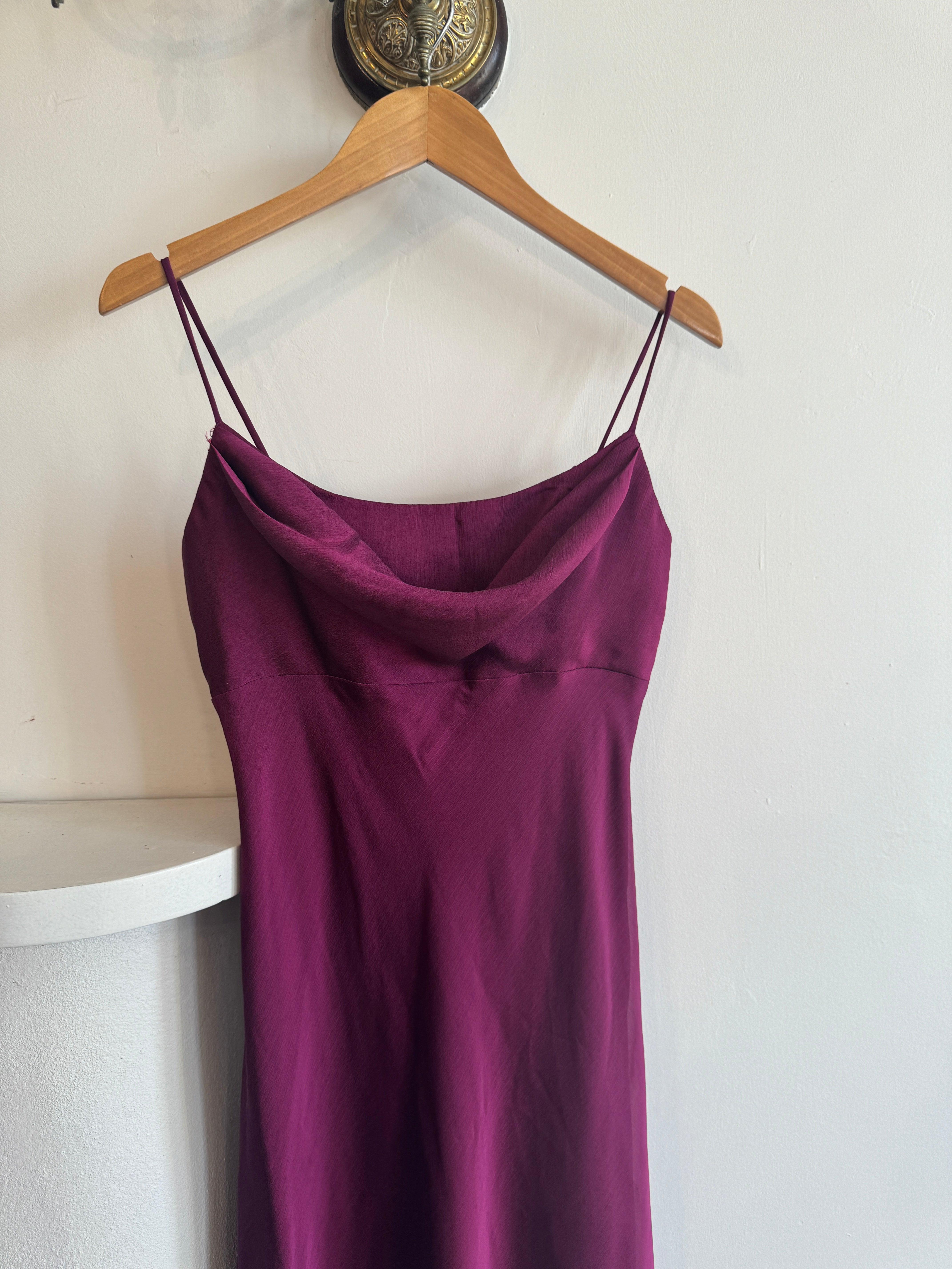Vintage 90s Cowl Slip Dress Aubergine