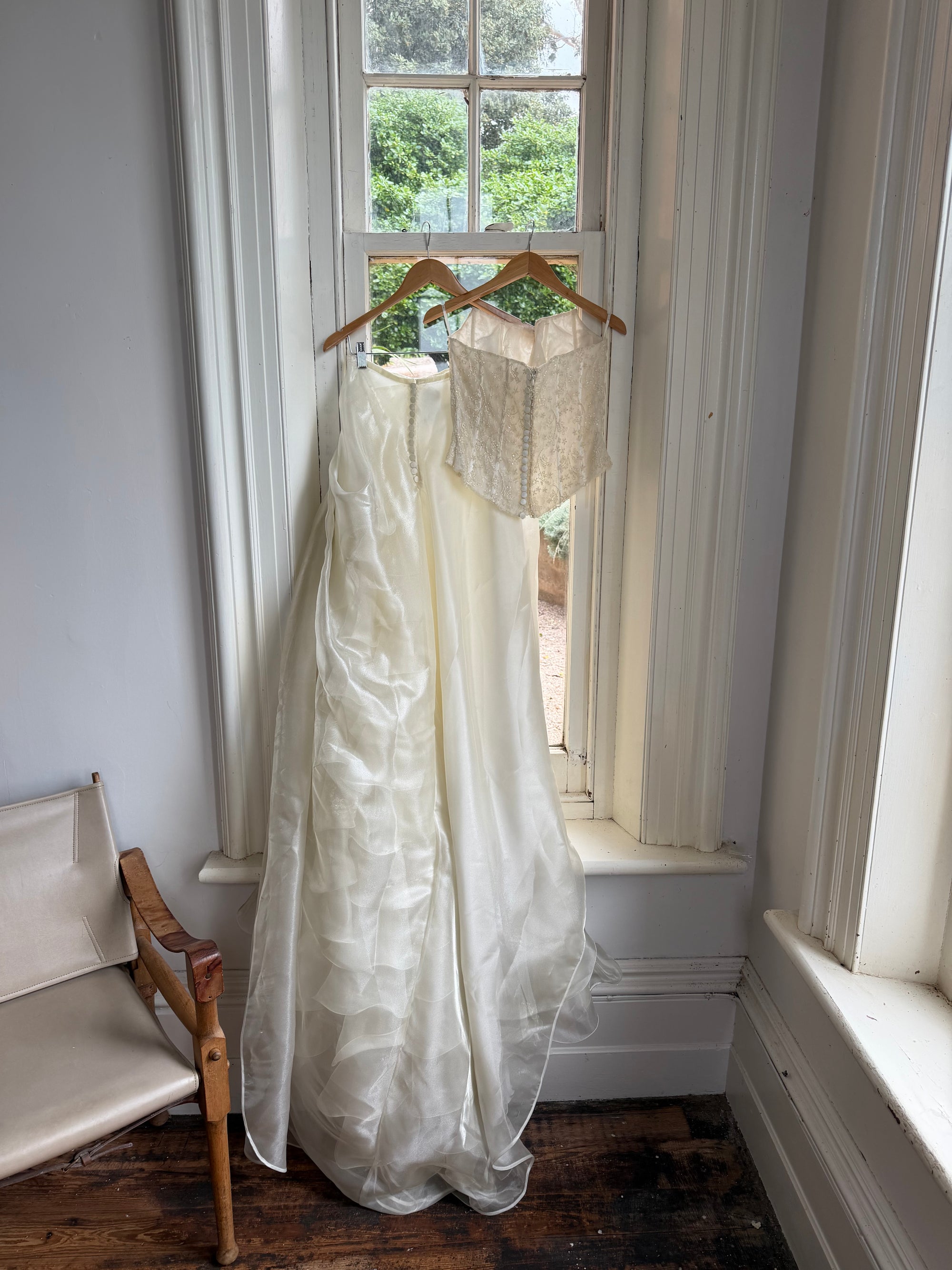 Vintage 90s Italian Sequin Bustier and Ruffle Skirt Bridal Set
