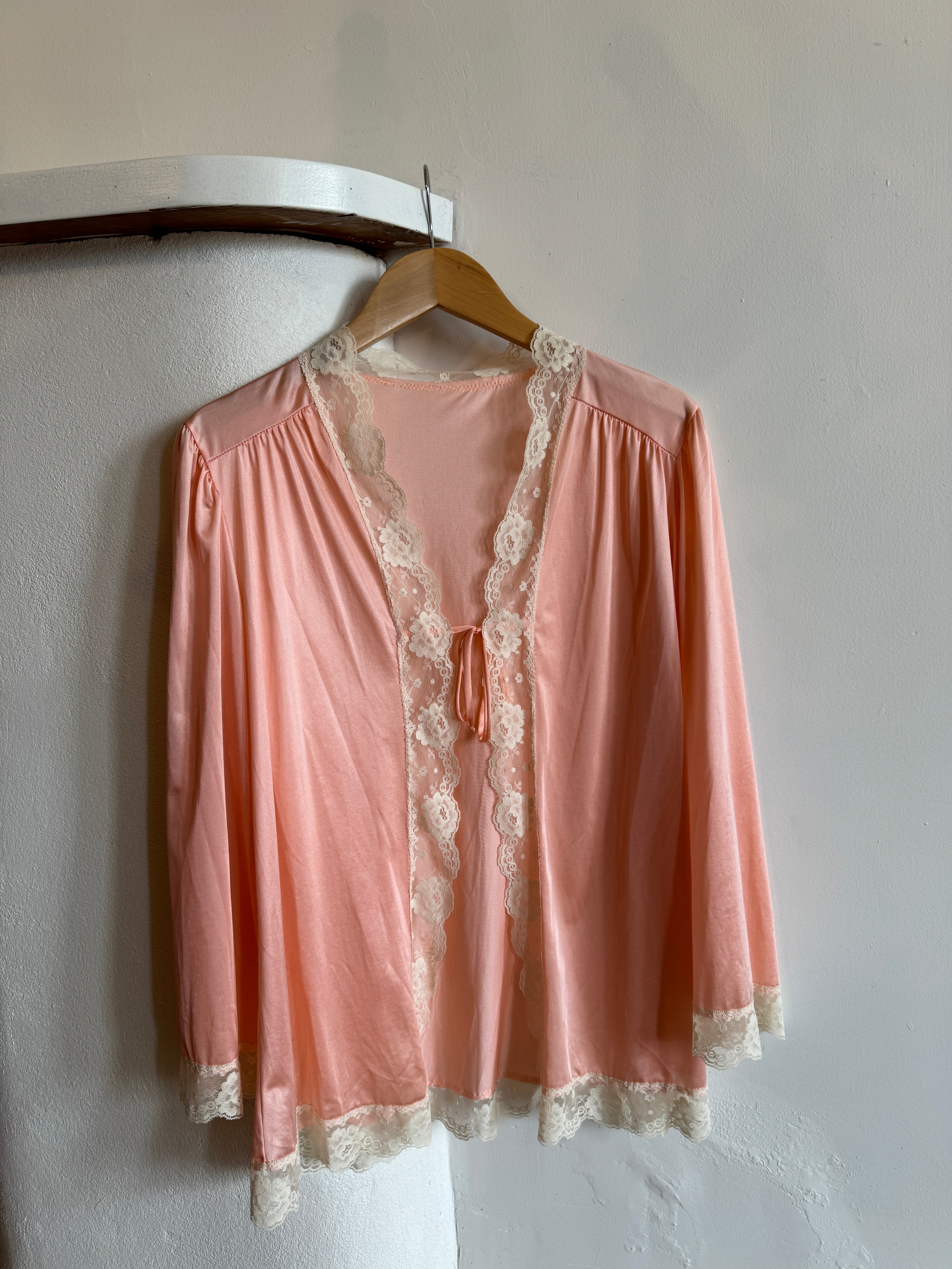 Vintage Long Sleeve Peach Tie Top