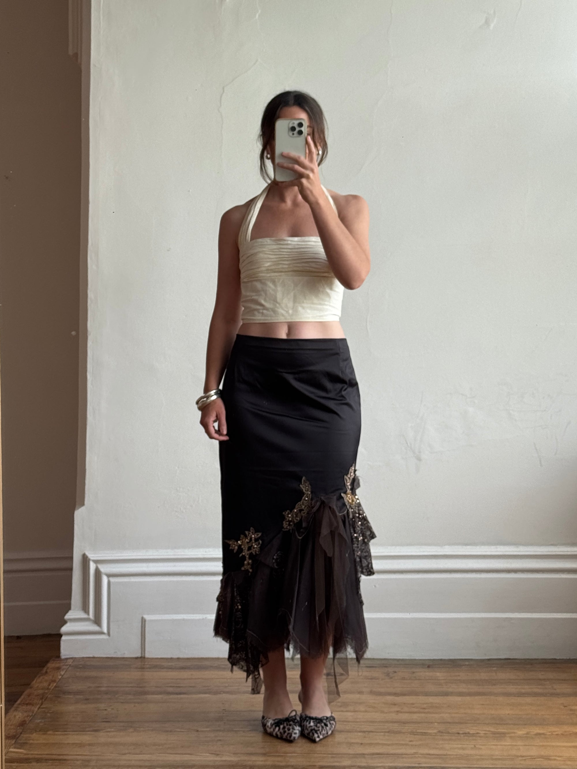 Vintage 90s Glitter Fairy Skirt Chocolate Noir
