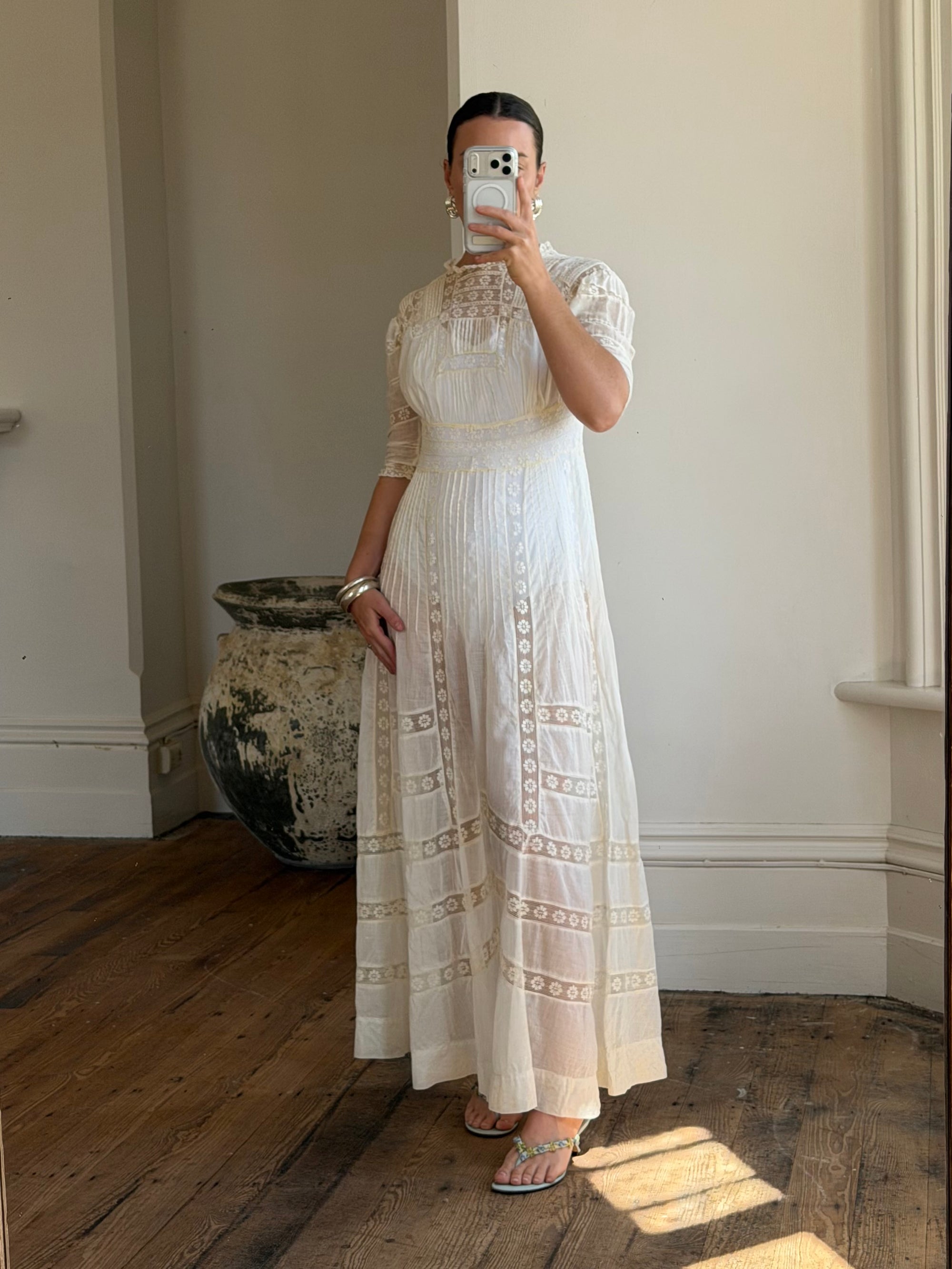 Edwardian Cotton Tea Wedding Dress