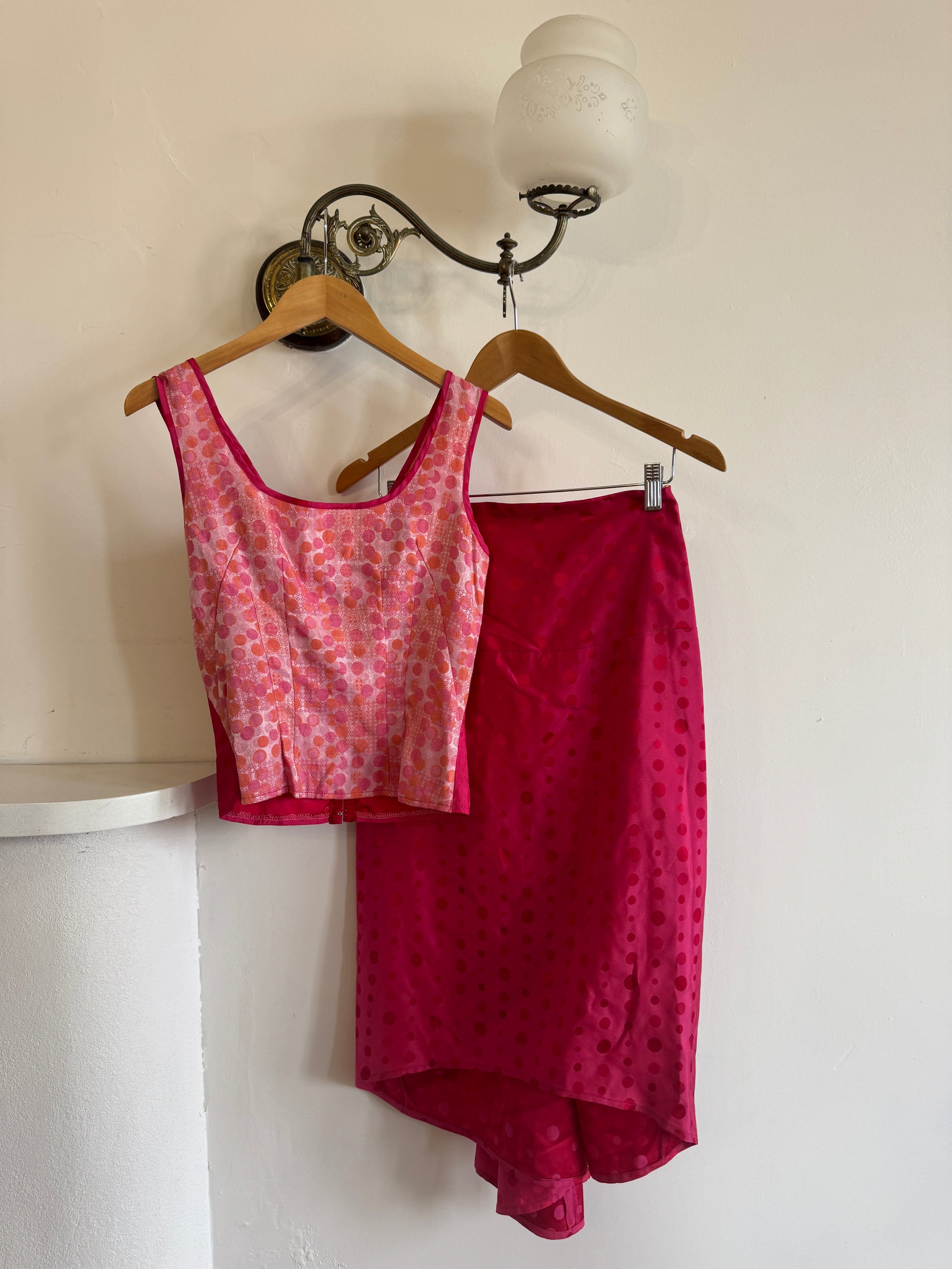 Vintage 90s Australian Made Polka Dot Pink Set
