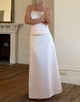 Vintage 90s Baby Pink Satin Pleated Bustier and Skirt Set