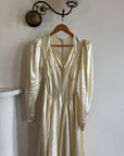 Vintage 40s Satin Minimalist Wedding Gown Creme