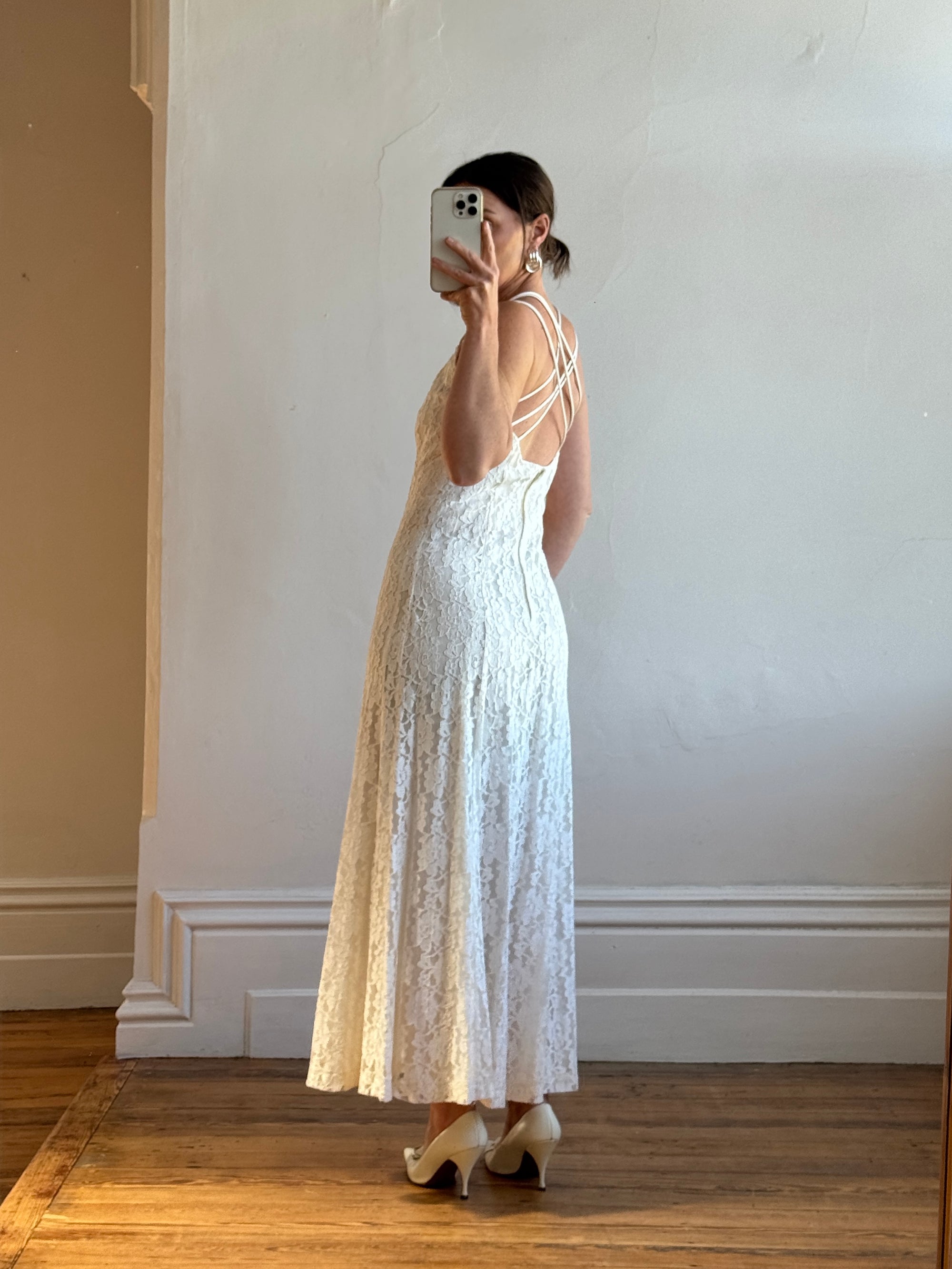 Vintage 90s Australian Made Lace Bridal Slip and Bolero