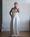 Vintage 90s Italian Bridal Fairy Tulle Embroidered Bustier and Satin Skirt