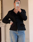 Vintage 90s Velvet Cloverleaf Blazer Noir