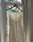 Vintage 90s Italian Beaded Lace and Satin Wedding Gown