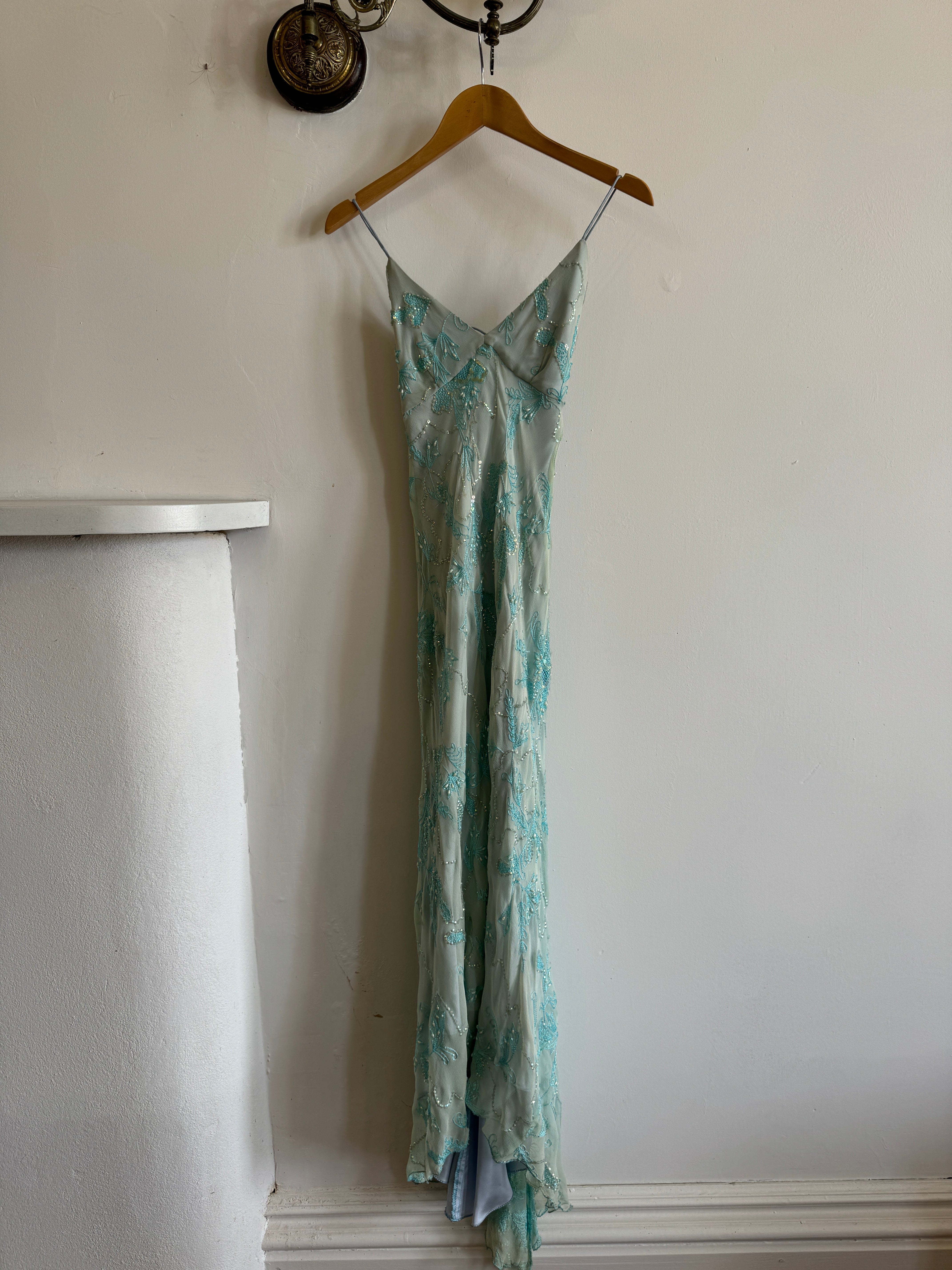 Vintage 90s Ice Blue Embellished High Low Fairy Dress