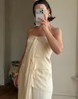Vintage 90s Pure Silk Waterfall Strapless Bridal Gown