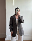 Vintage Christian Dior Tailored Wool Blazer Navy Brown