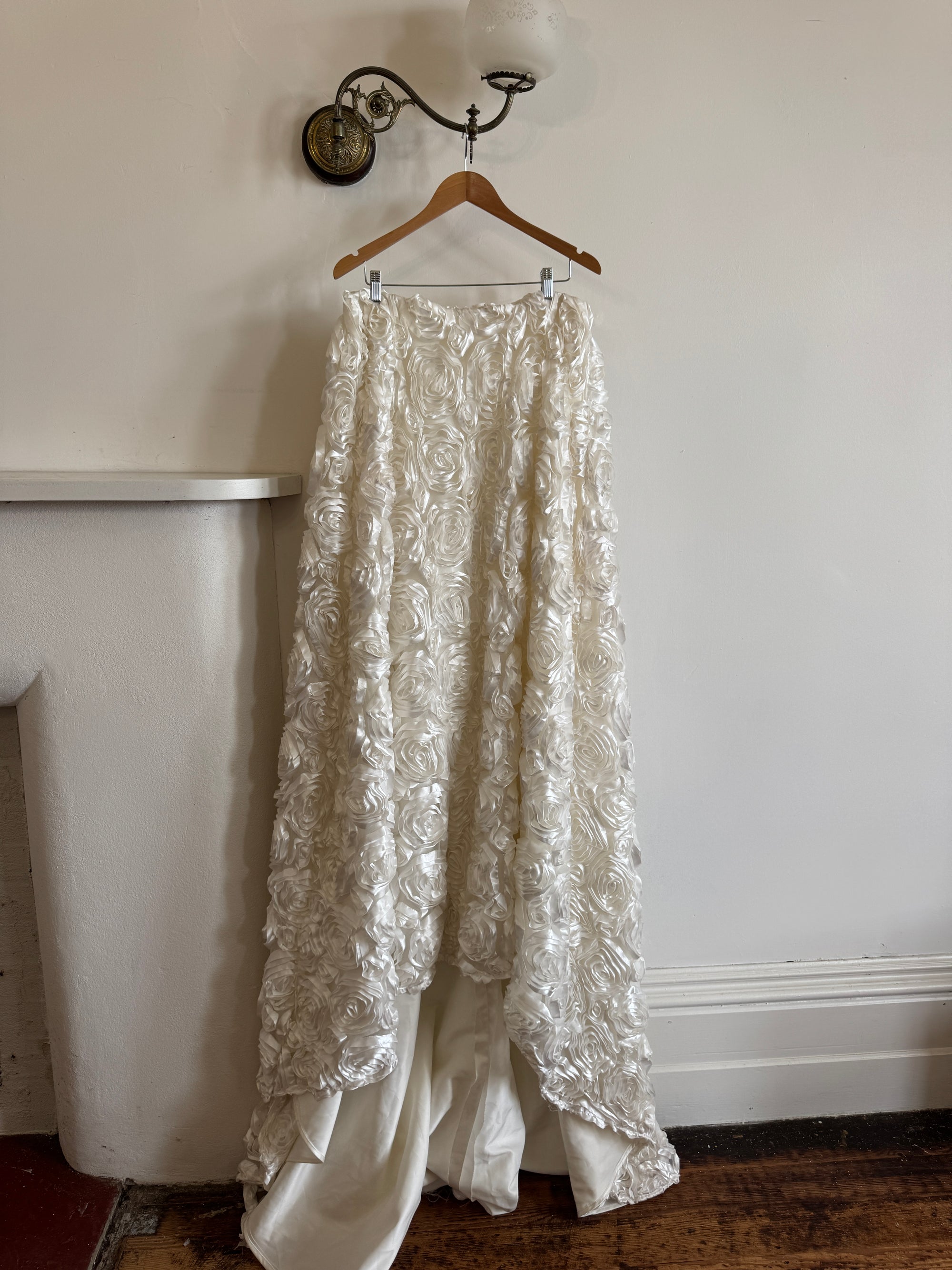Vintage Y2K Rosette Bridal Skirt with Train