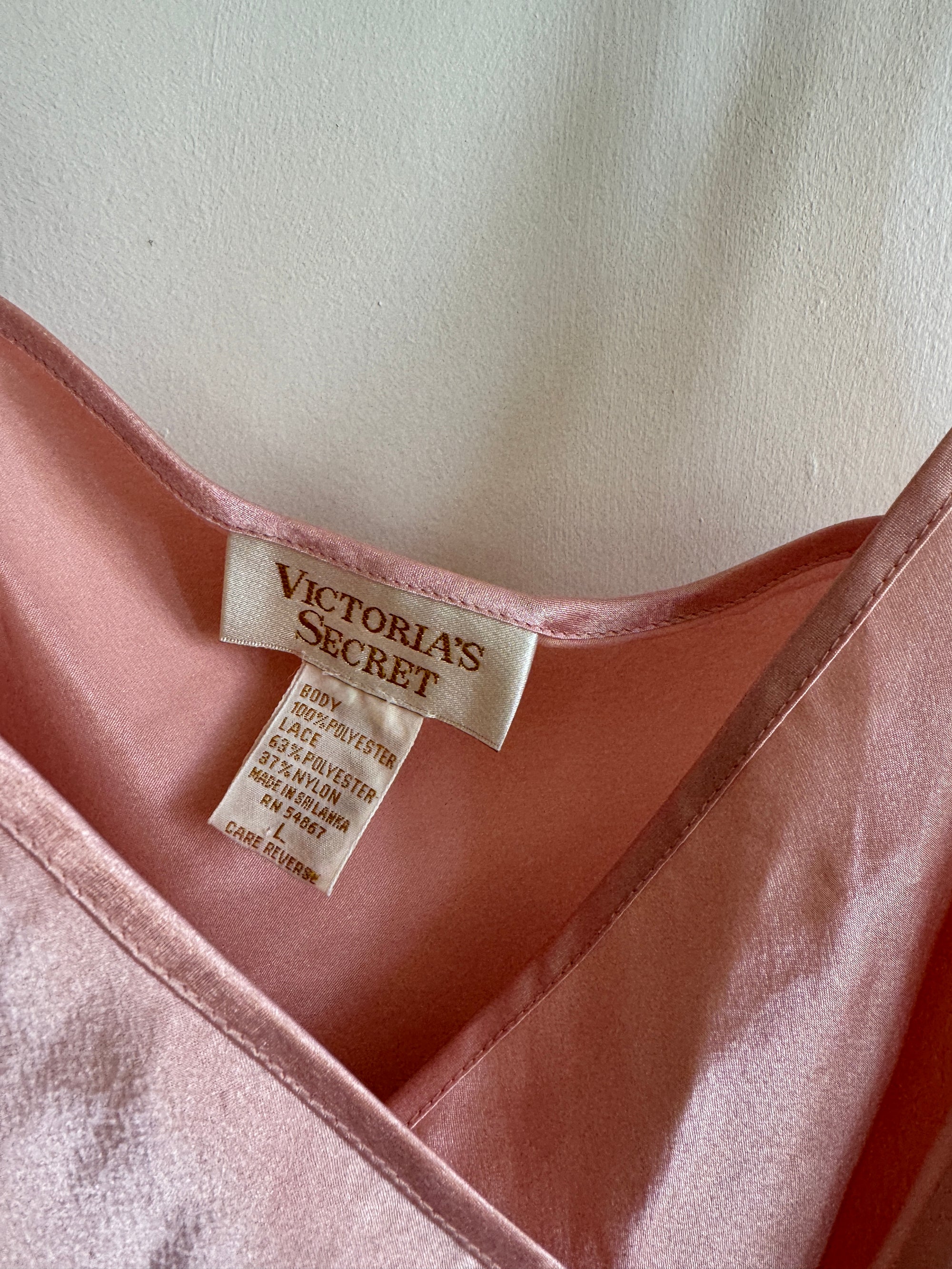 Vintage Victorias Secret Pink Satin Bodysuit