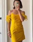 Vintage 90s Pure Silk Mini Dress Sunshine Yellow