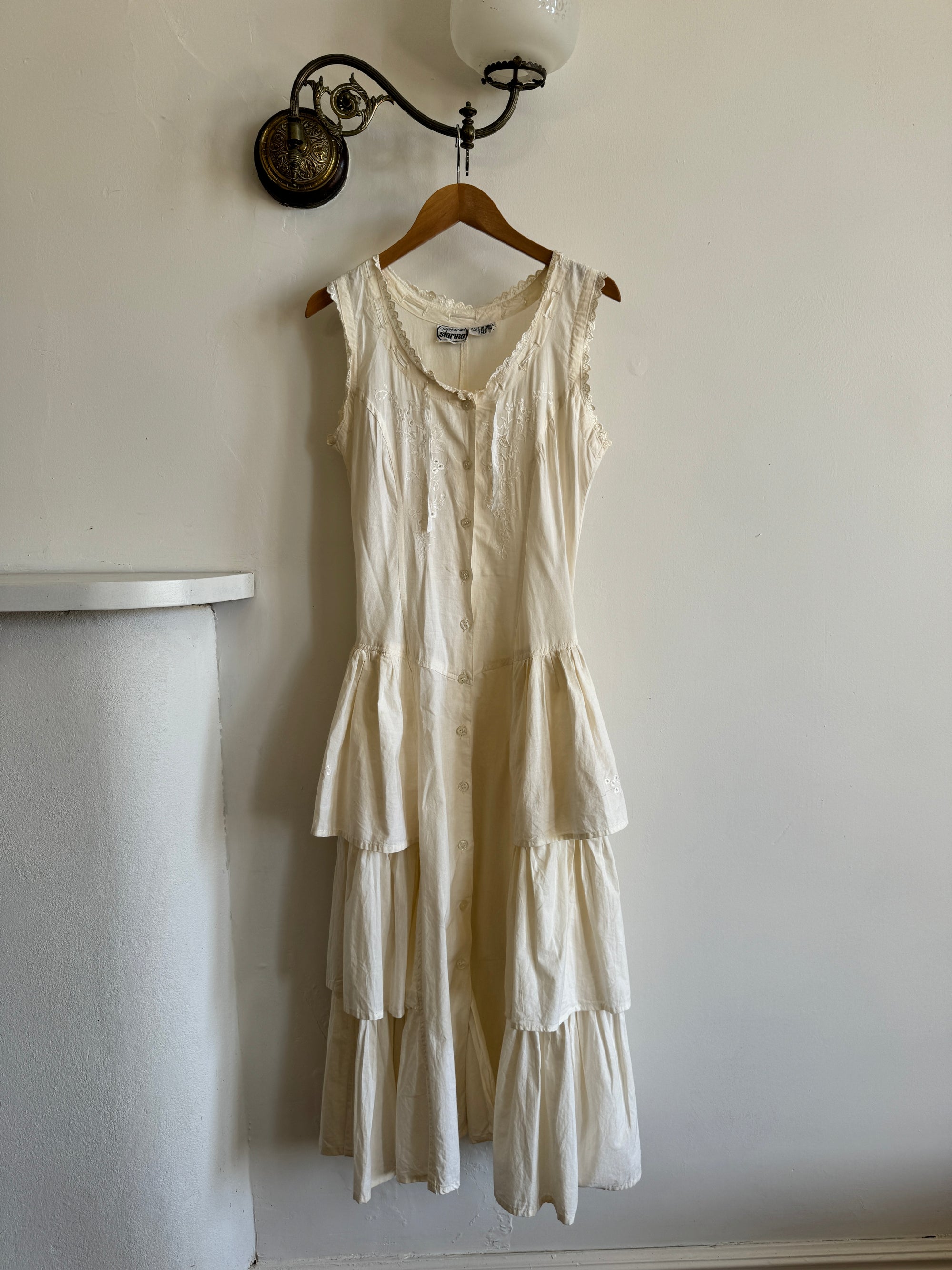 Vintage 80s Cotton Tiered Sundress