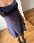 Vintage 90s Satin Micro Mini Dress Navy Satin