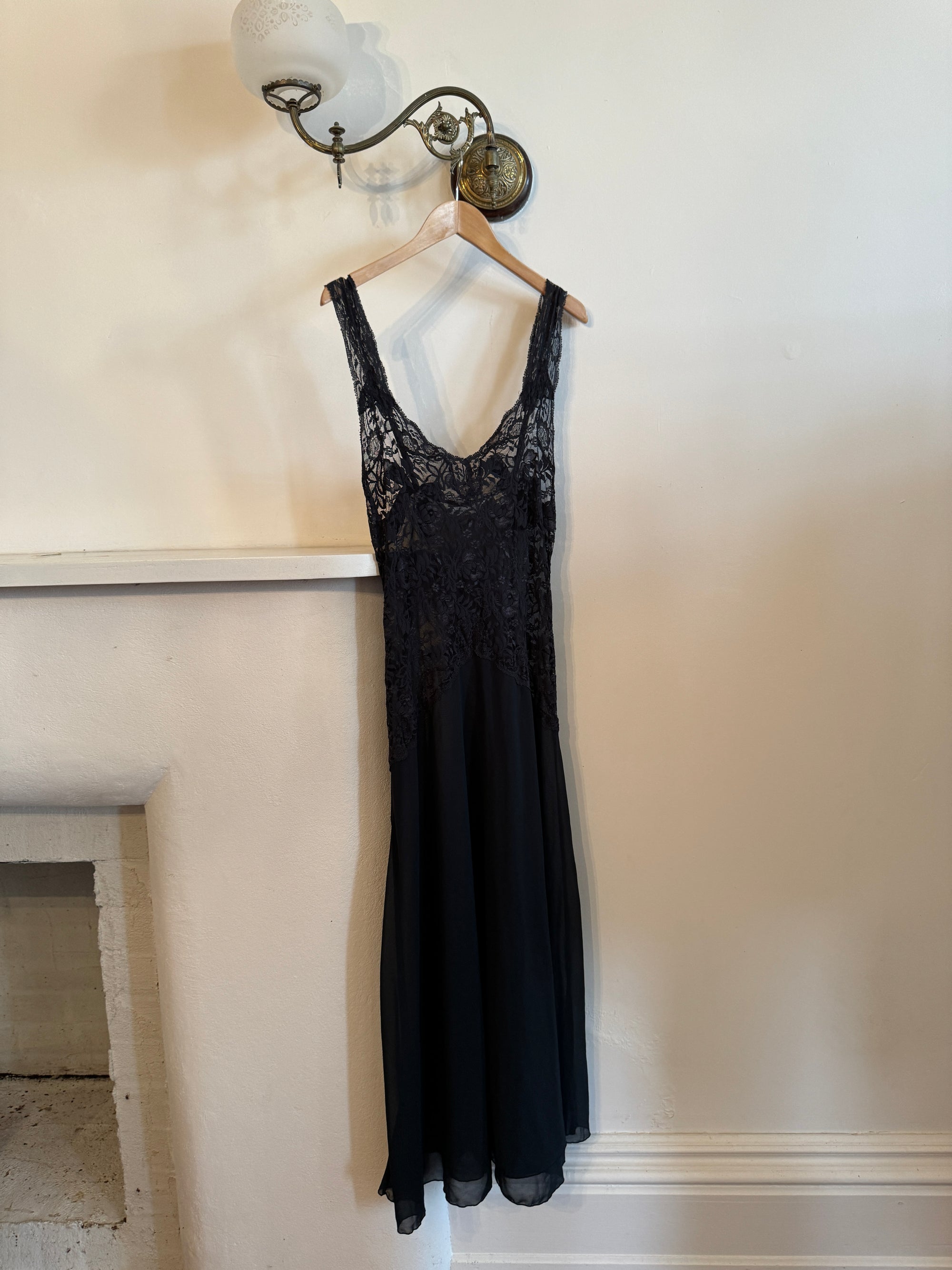 Vintage 90s Victorias Secret Sheer Lace Bow Maxi