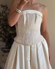 Vintage 90s Princess Brocade Champagne Wedding Gown