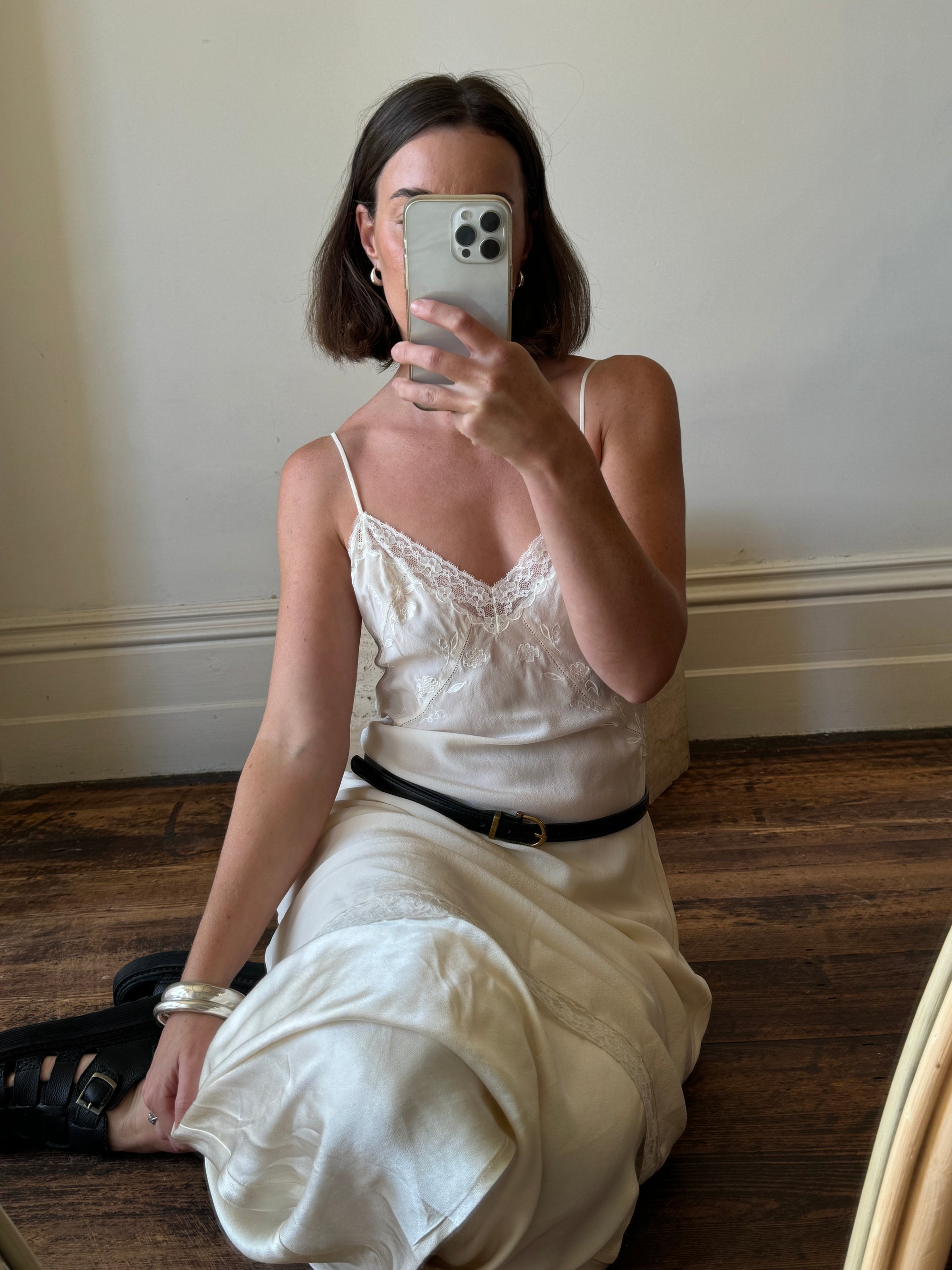 Vintage Victorias Secret Pure Silk Slip Dress Creme
